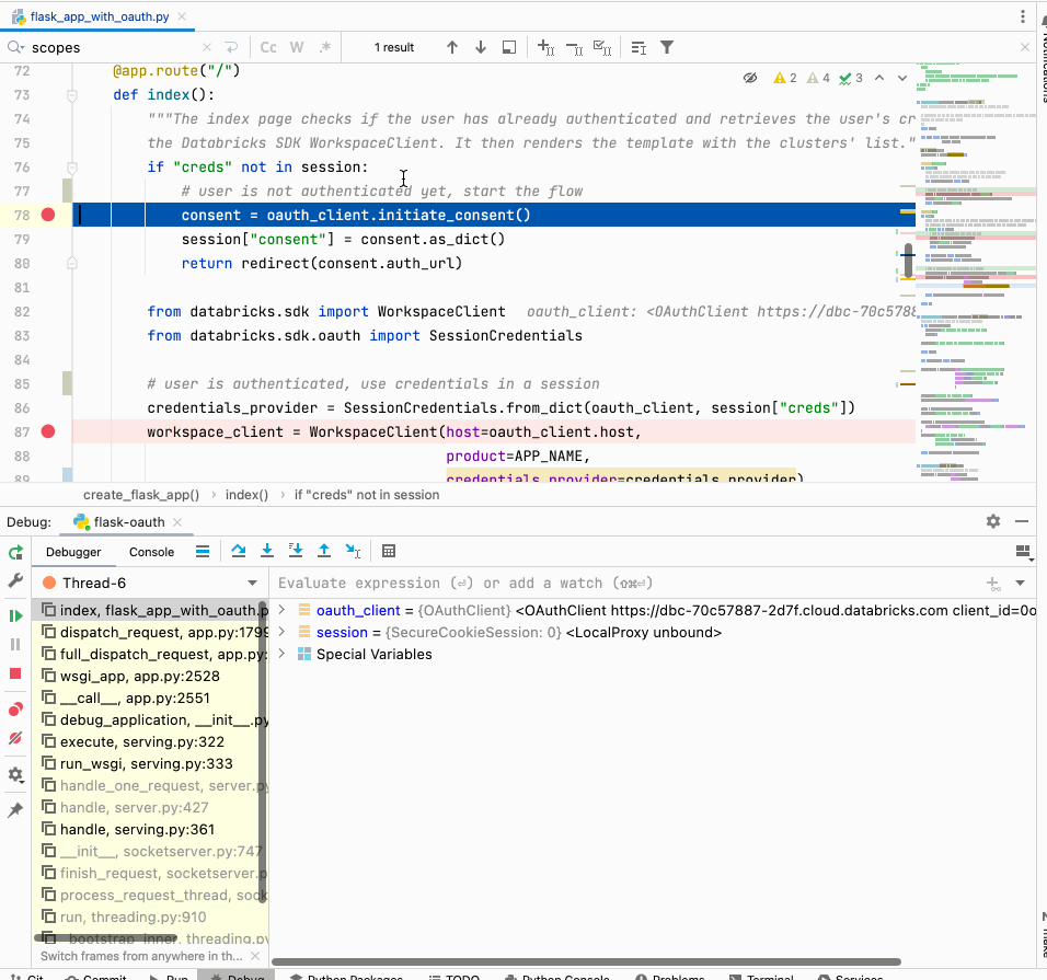 session credentials flow with flask